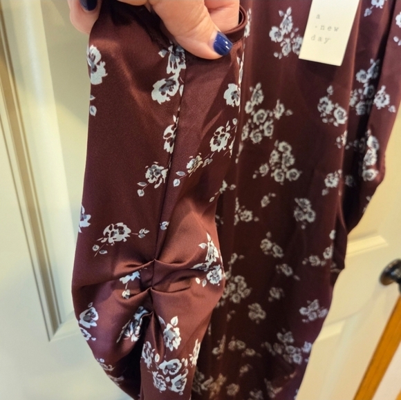Burgundy Floral Midi Dress Size 3X New Formal Chic Modern Boho - Picture 9 of 10